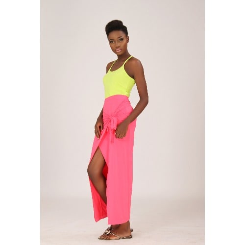 Tie Front Jersey Skirt - Pink