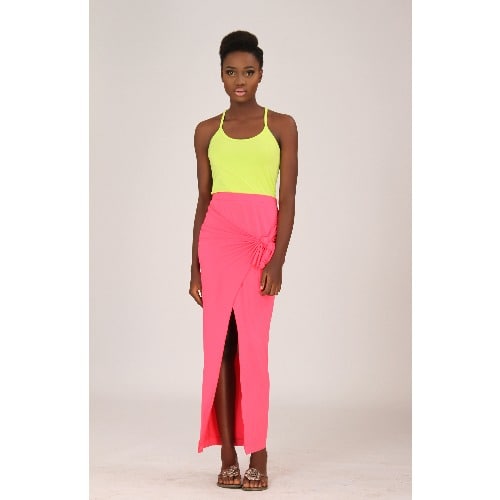 Tie Front Jersey Skirt - Pink