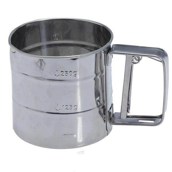 Stainless Steel Mechanical Baking Icing Flour Sugar Sifter Shaker Sieve Tool
