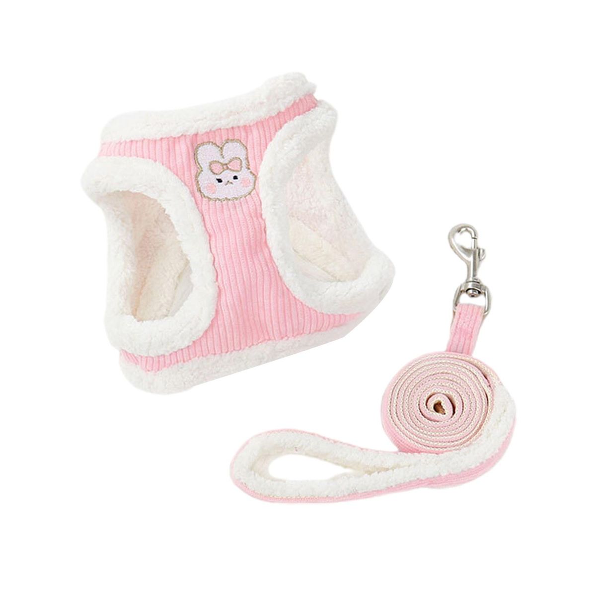 1 Set Cat Leash Rabbit Embroidery Pet Leash Pink