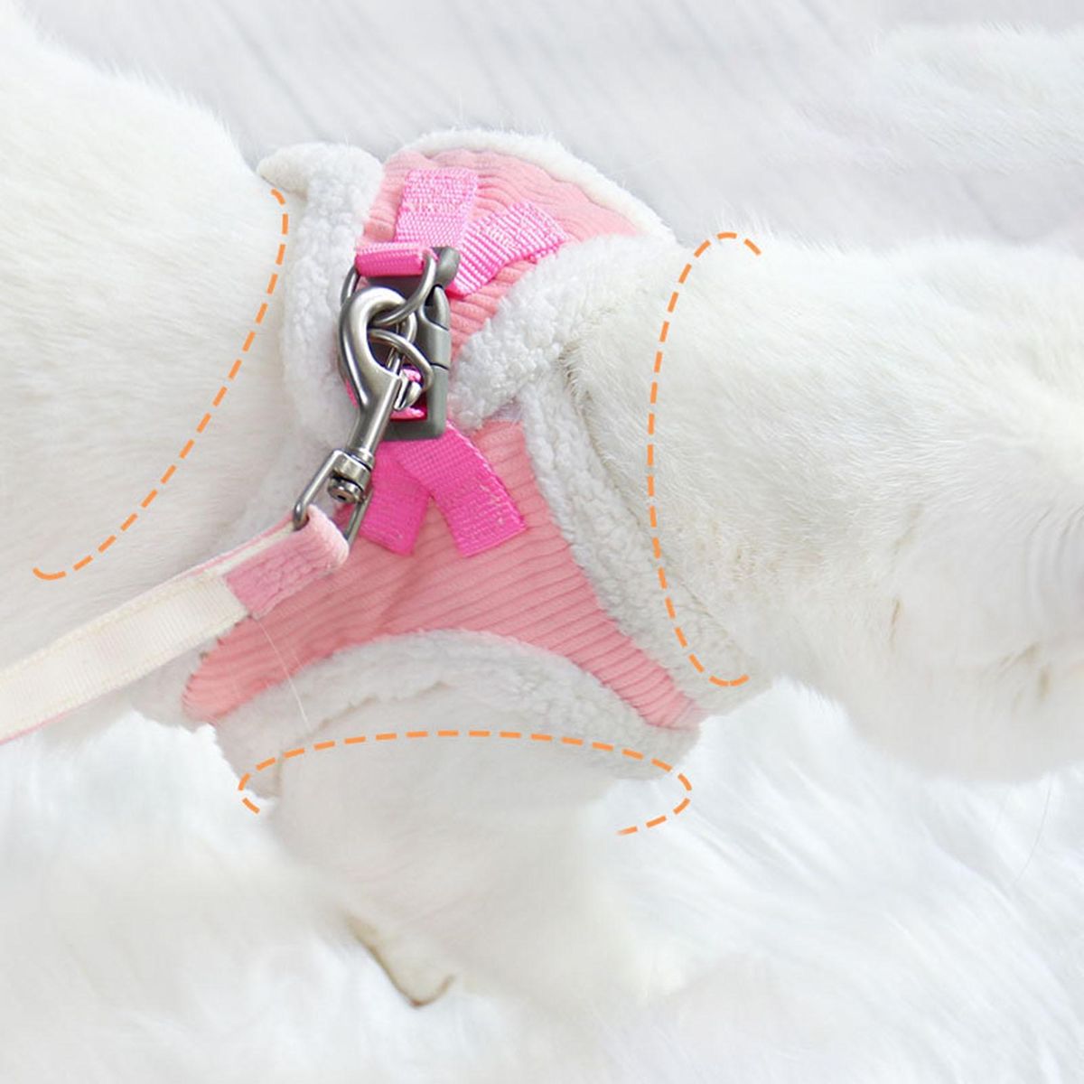 1 Set Cat Leash Rabbit Embroidery Pet Leash Pink