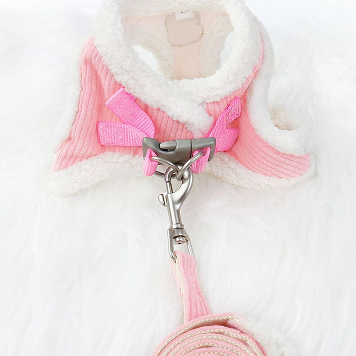 1 Set Cat Leash Rabbit Embroidery Pet Leash Pink