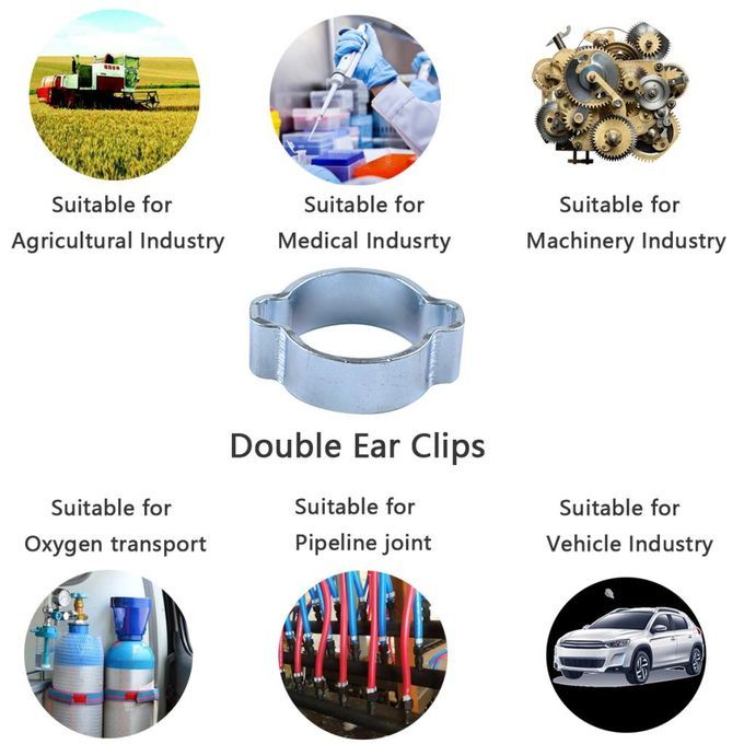 11 SIZE DOUBLE EAR CLIPS - O CLAMP - Stainless STEEL - 128 PACK