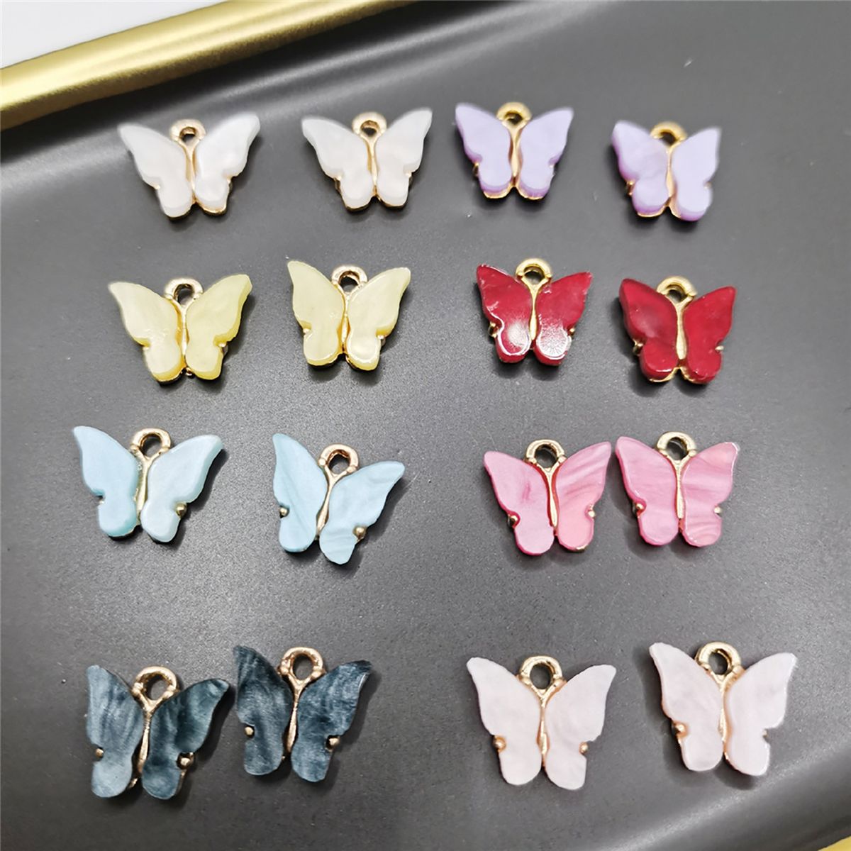 5Pcs Pendant Butterfly Shape DIY Making Copper Fashion-White