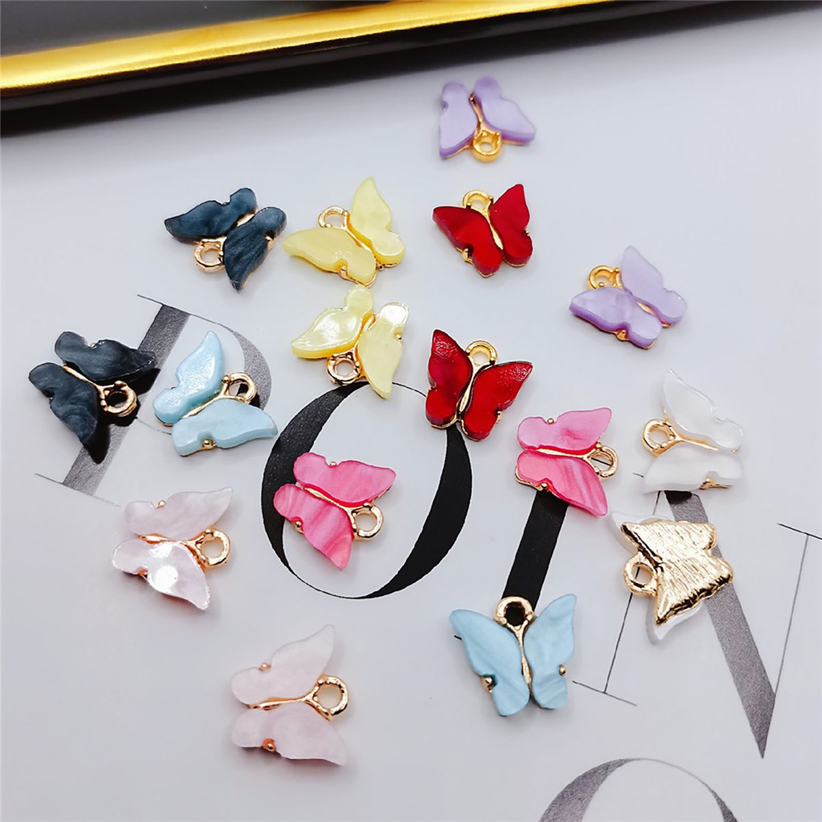 5Pcs Pendant Butterfly Shape DIY Making Copper Fashion-White