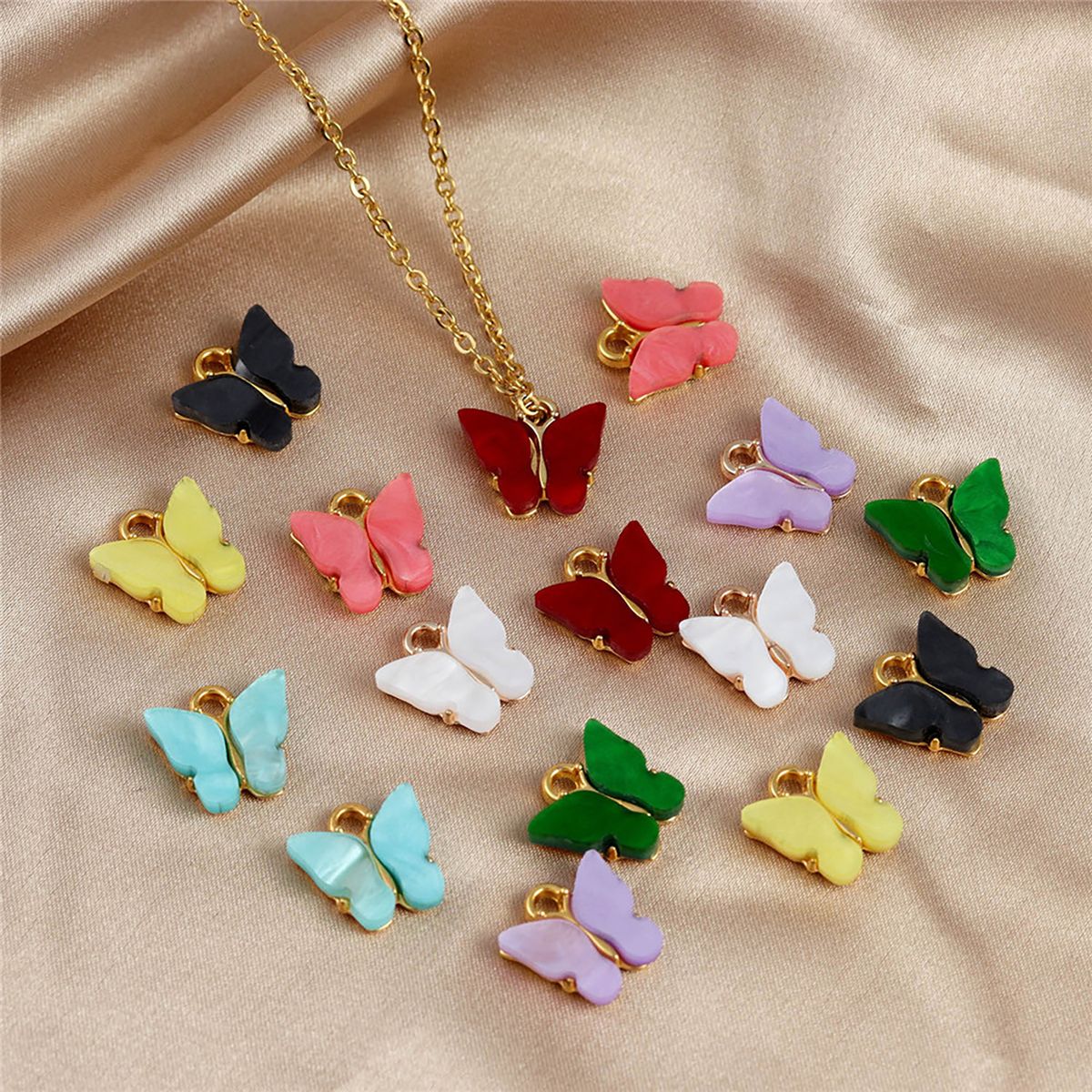 5Pcs Pendant Butterfly Shape DIY Making Copper Fashion-White