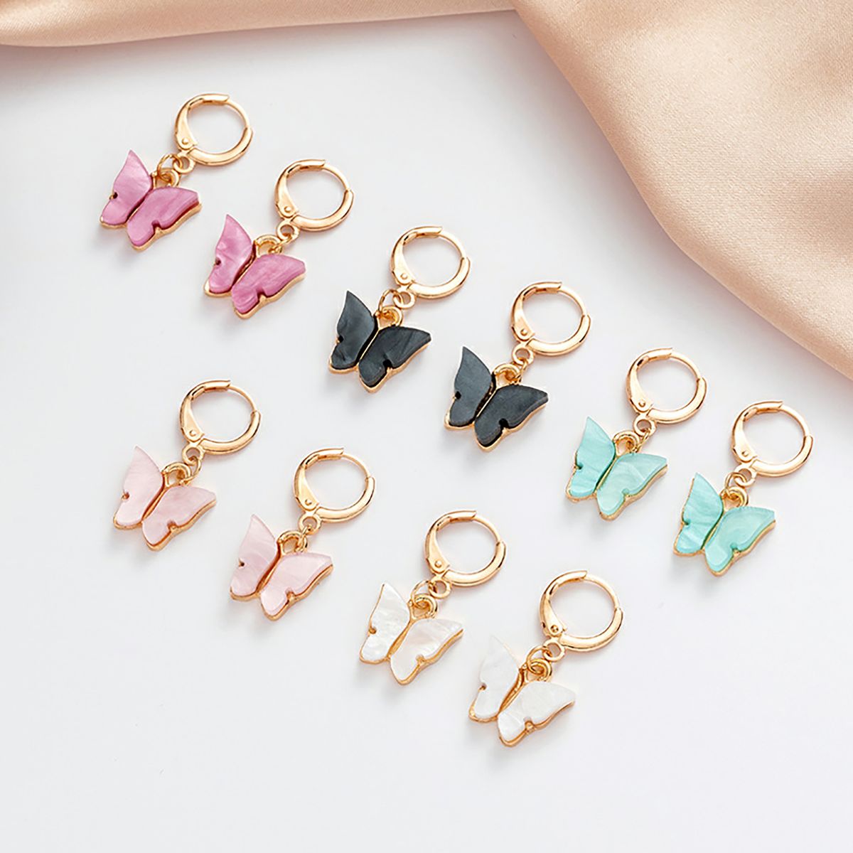 5Pcs Pendant Butterfly Shape DIY Making Copper Fashion-White