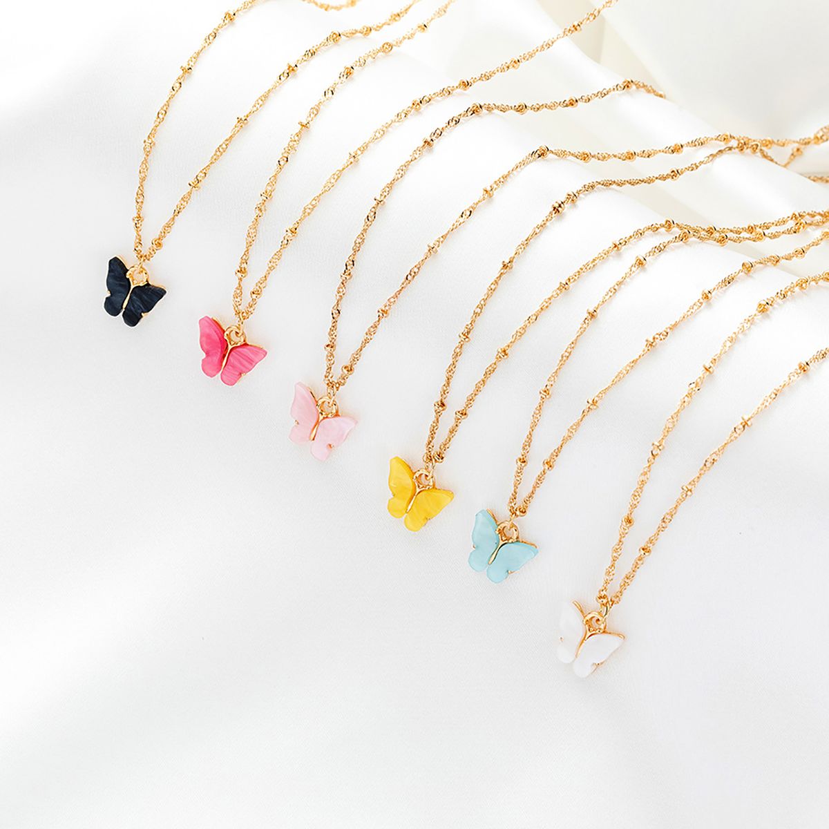 5Pcs Pendant Butterfly Shape DIY Making Copper Fashion-White