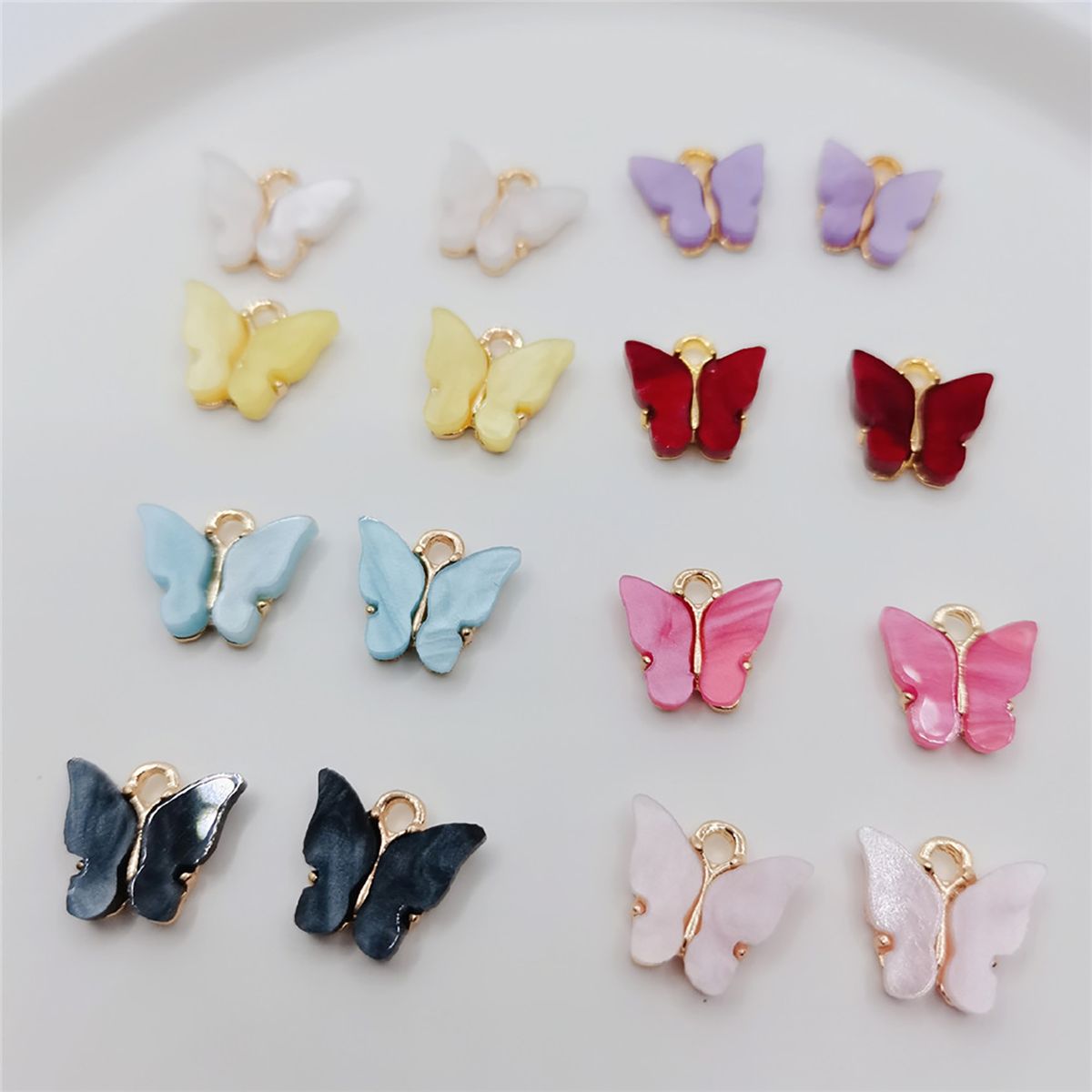5Pcs Pendant Butterfly Shape DIY Making Copper Fashion-White