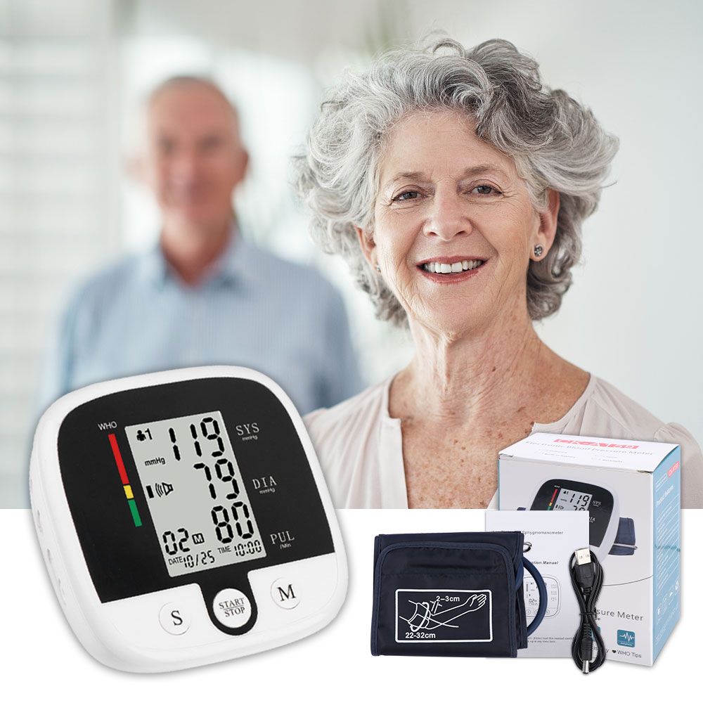 Home Use Electronic Blood Pressure Monitor Rechargeable Blood Pressure Meter Electronic Sphygmomanometer Tonometer Health Care