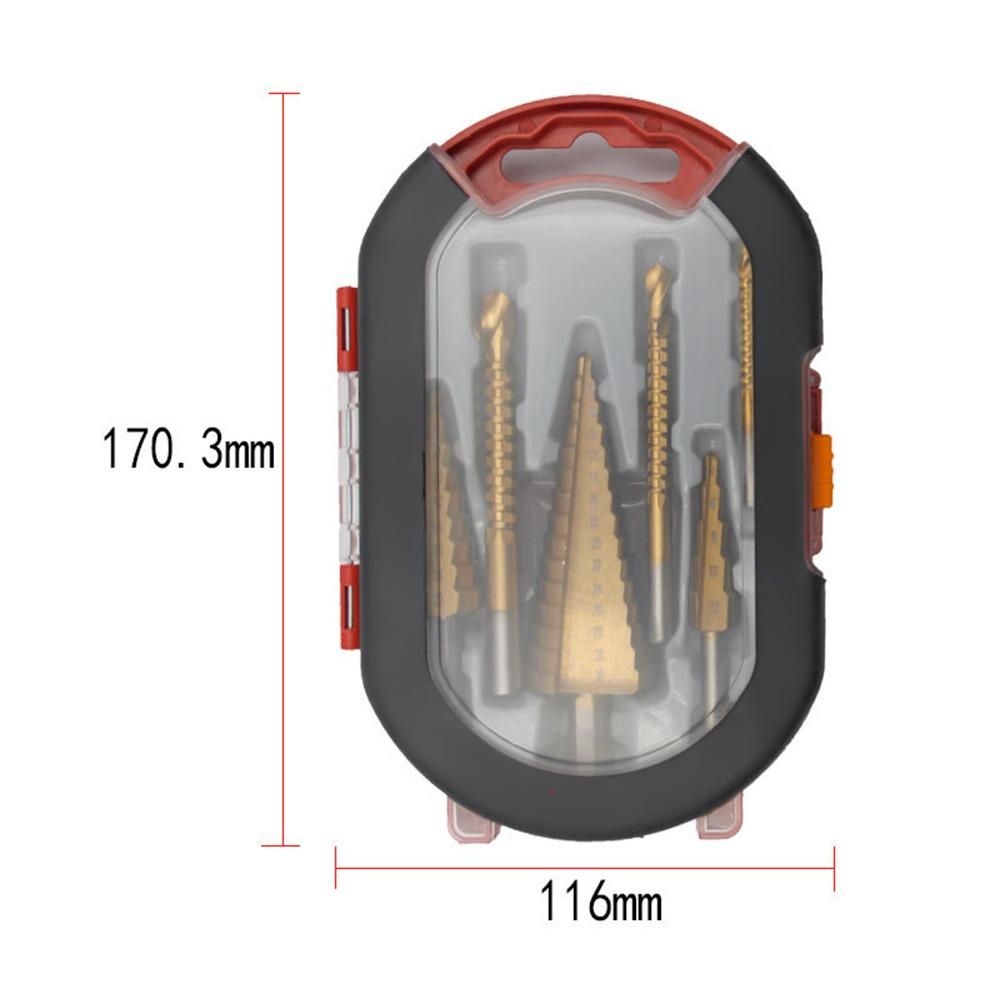 6 PCS Step Drill Bit and Saw Drill Set HSS Drill Bits for Sheet Aluminum Iron Metal Stainless Steel Wood Hole Drilling Expanding Multifunction Spiral Grooved Step Drill for Woodworking Industry DIY