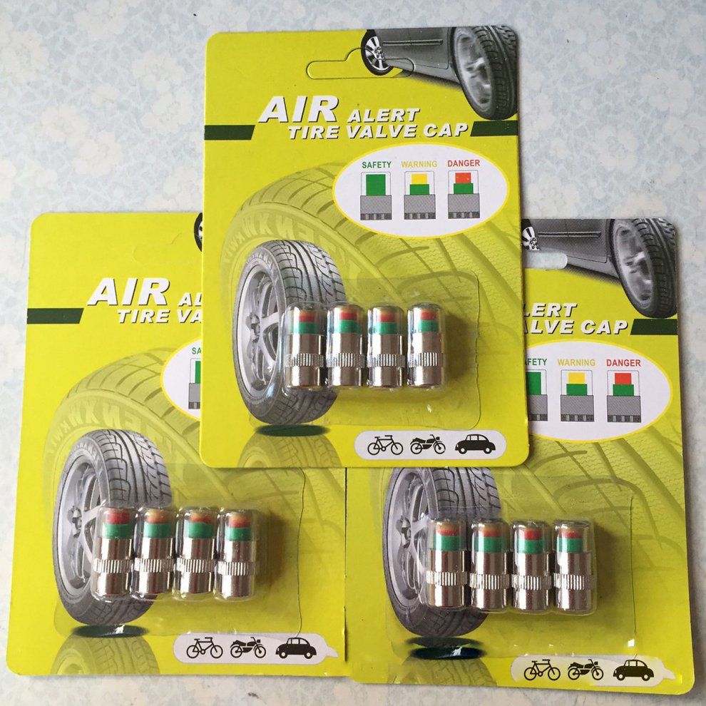 Valve Stem Caps For Car Anti-Theft Tire Pressure Monitor Sensor Indicator-silver