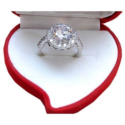 Silver PROPOSAL Engagement Ring Round Latched
