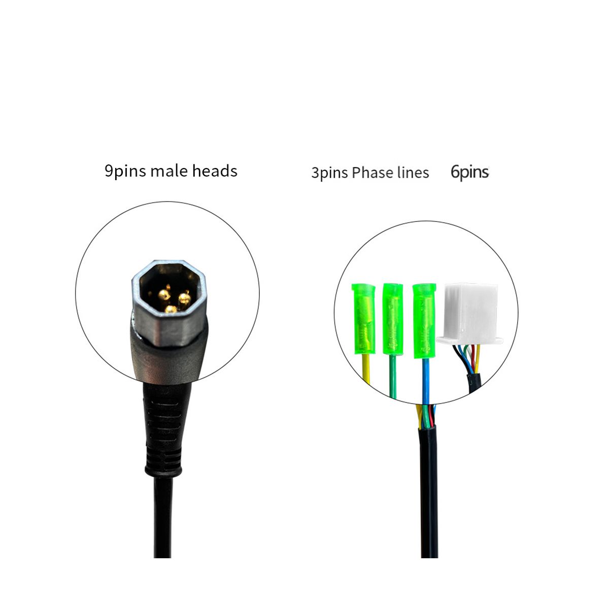 Ebike 9Pin Motor Male Extension Cable Conversion Cable Waterproof