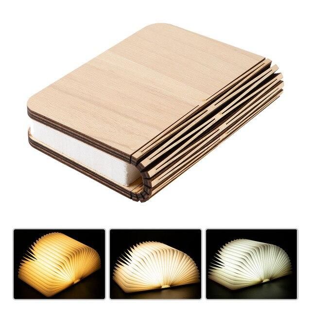 LED Wooden Book Lamp Night Lights Children USB Book Shape Bedside Bright Table Reading Lamp Bedroom Art Decor Book Light Gift