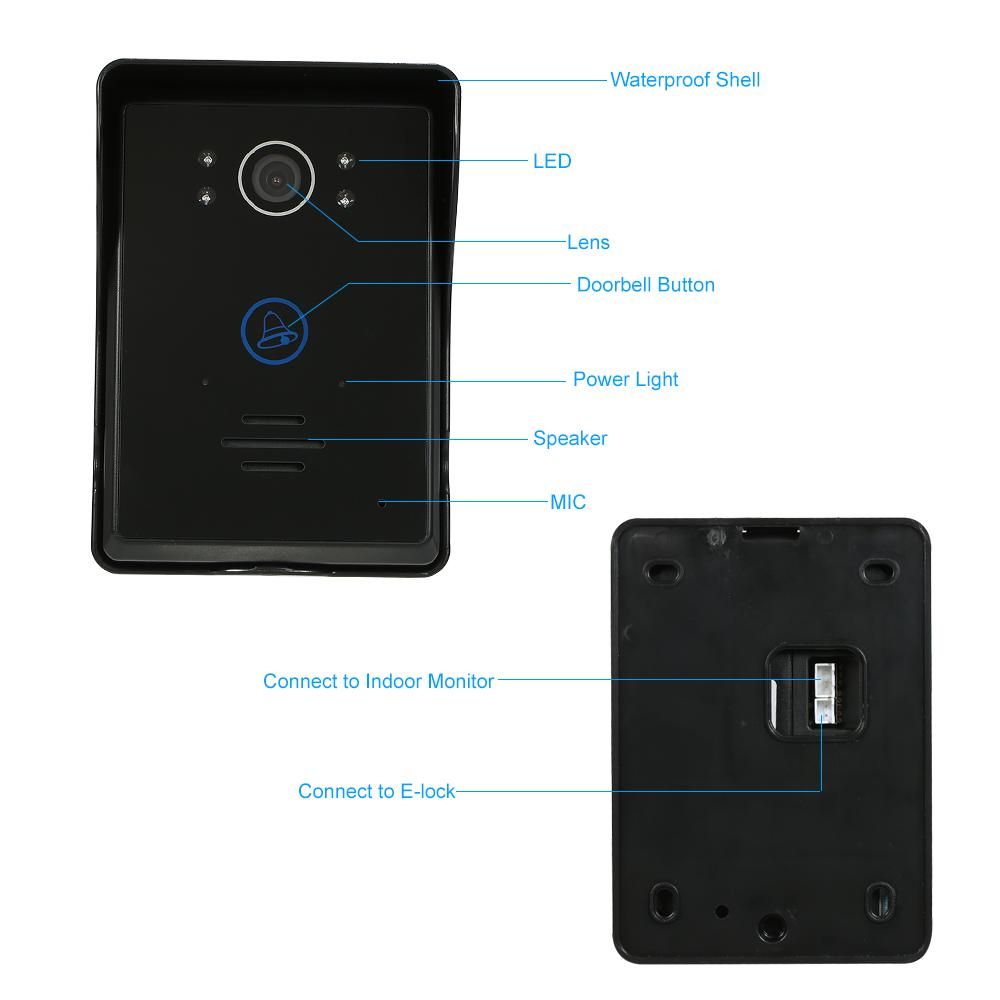 2.4GHz Wireless Digital Door Phone Doorbell Intercom System 2* Indoor Monitor&1* Outdoor Camera 7 Inch TFT Indoor Monitor HD Digital Outdoor Camera Night Vision Wireless Unlock Control Hands-free Call and Talk for Home Securi