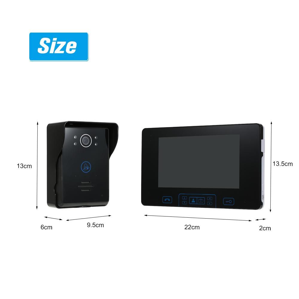 2.4GHz Wireless Digital Door Phone Doorbell Intercom System 2* Indoor Monitor&1* Outdoor Camera 7 Inch TFT Indoor Monitor HD Digital Outdoor Camera Night Vision Wireless Unlock Control Hands-free Call and Talk for Home Securi