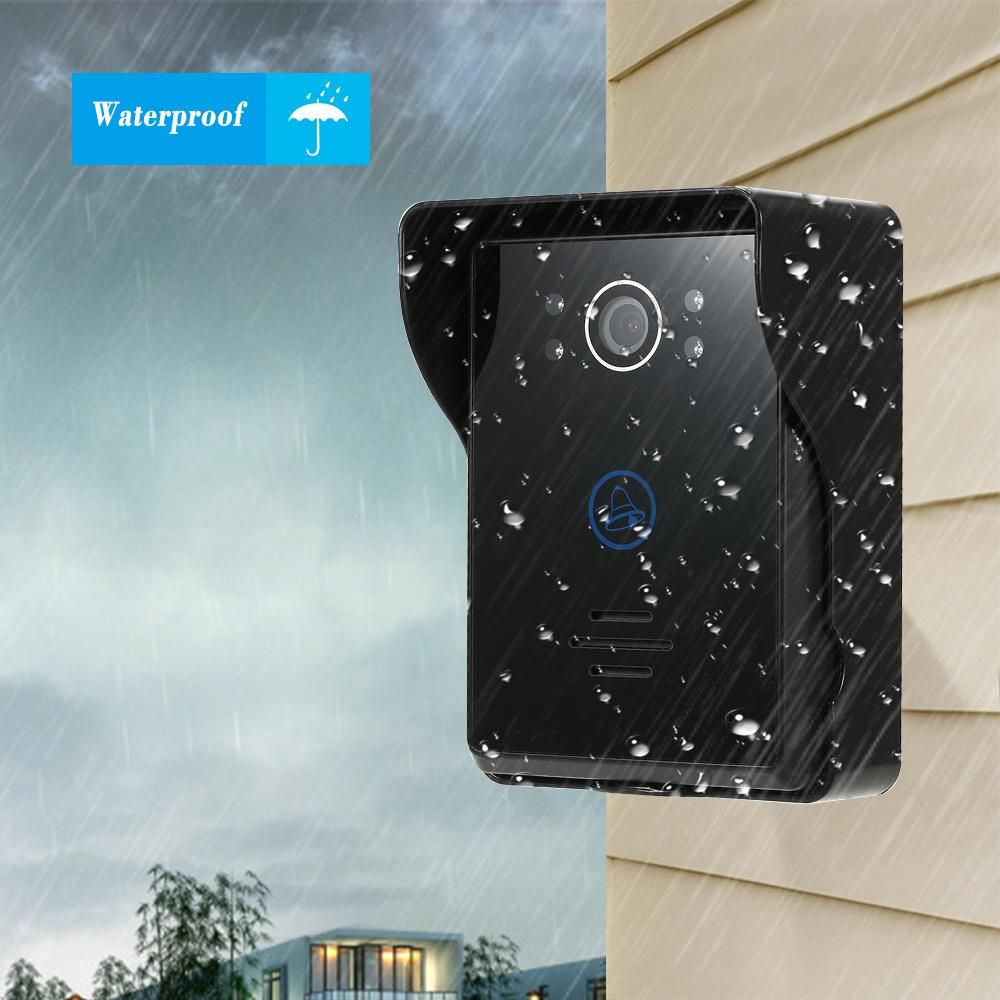 2.4GHz Wireless Digital Door Phone Doorbell Intercom System 2* Indoor Monitor&1* Outdoor Camera 7 Inch TFT Indoor Monitor HD Digital Outdoor Camera Night Vision Wireless Unlock Control Hands-free Call and Talk for Home Securi