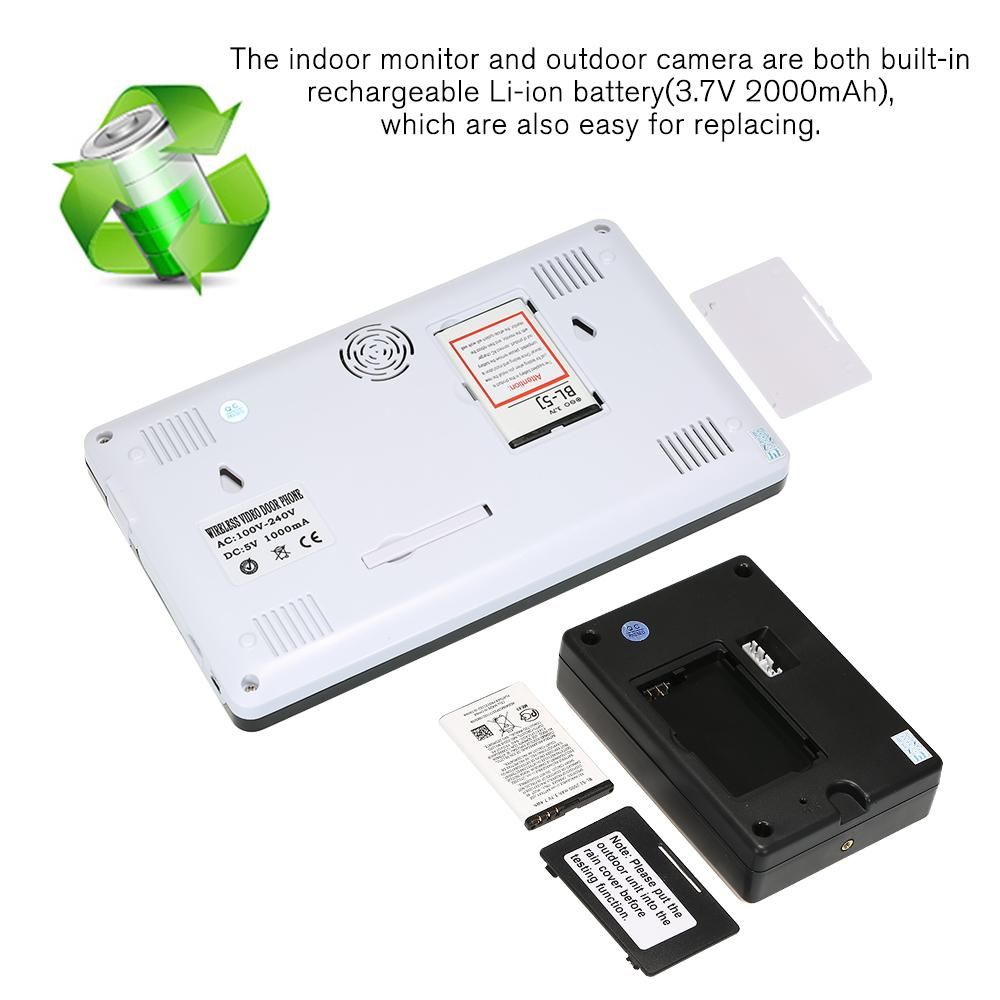 2.4GHz Wireless Digital Door Phone Doorbell Intercom System 2* Indoor Monitor&1* Outdoor Camera 7 Inch TFT Indoor Monitor HD Digital Outdoor Camera Night Vision Wireless Unlock Control Hands-free Call and Talk for Home Securi