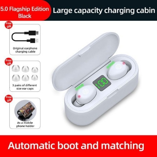 F9 Bluetooth Wireless Earphones Fingerprint Touch With 2000mah Powerbox