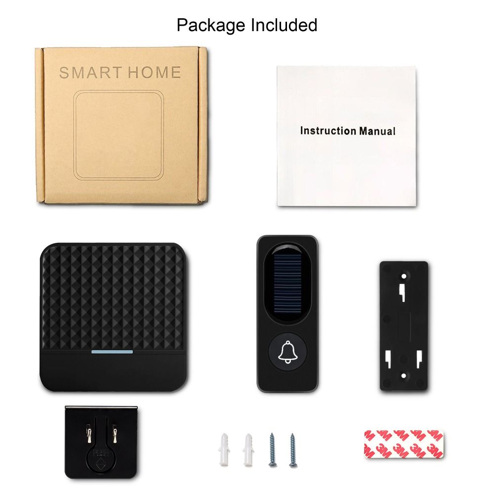 Solar Powered Waterproof Wireless DoorBell No Battery Plug S