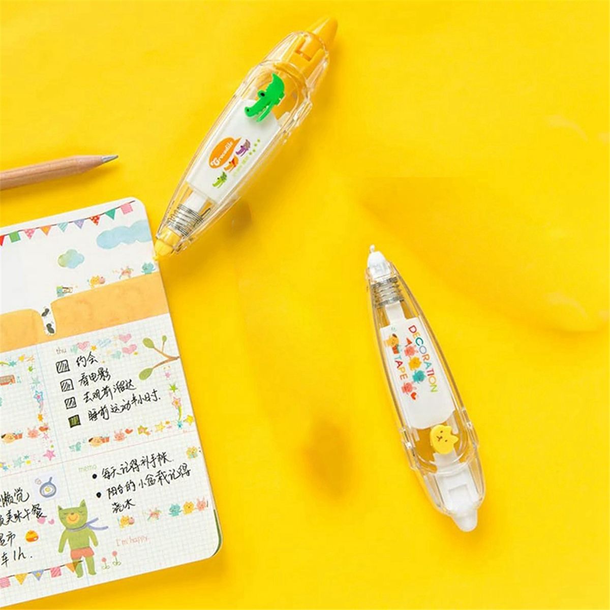 6PCS DIY Cute Animals Press Type Decorative Pen, Cute Animal
