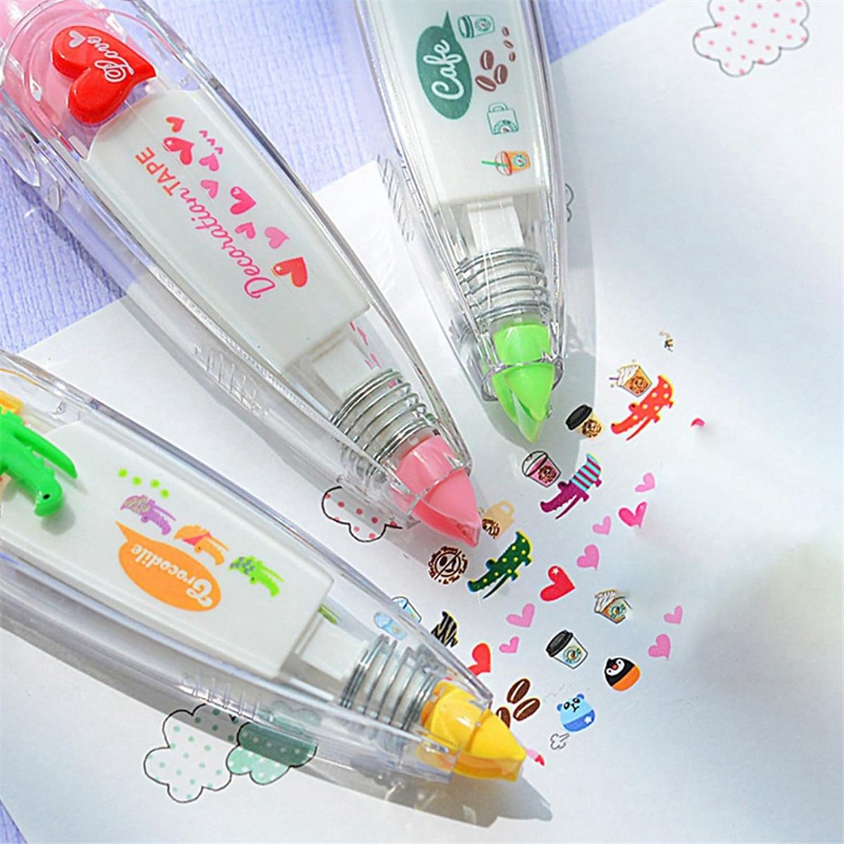 6PCS DIY Cute Animals Press Type Decorative Pen, Cute Animal