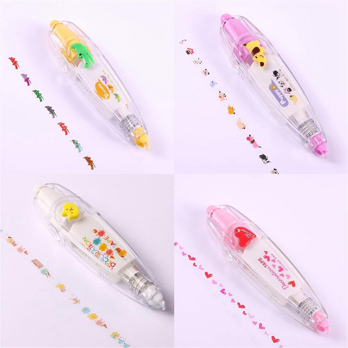 6PCS DIY Cute Animals Press Type Decorative Pen, Cute Animal
