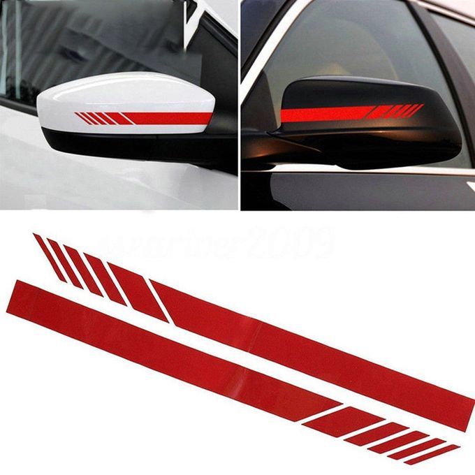 2x Car Side Mirrior Rear View Mirror Stripe Sticker Body Decals-red-