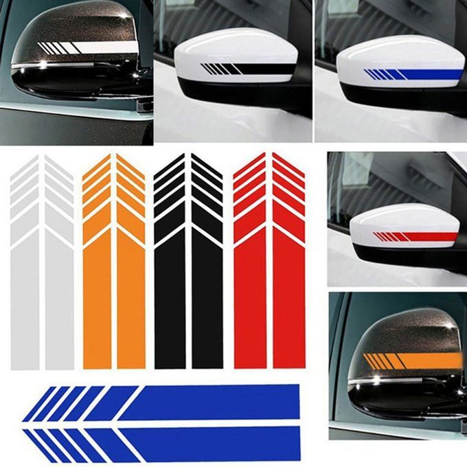 2x Car Side Mirrior Rear View Mirror Stripe Sticker Body Decals-red-