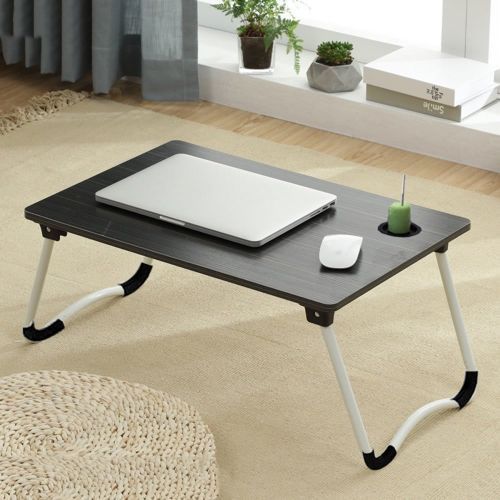 Foldable Bed Laptop Table With Cup Holder V2- Black