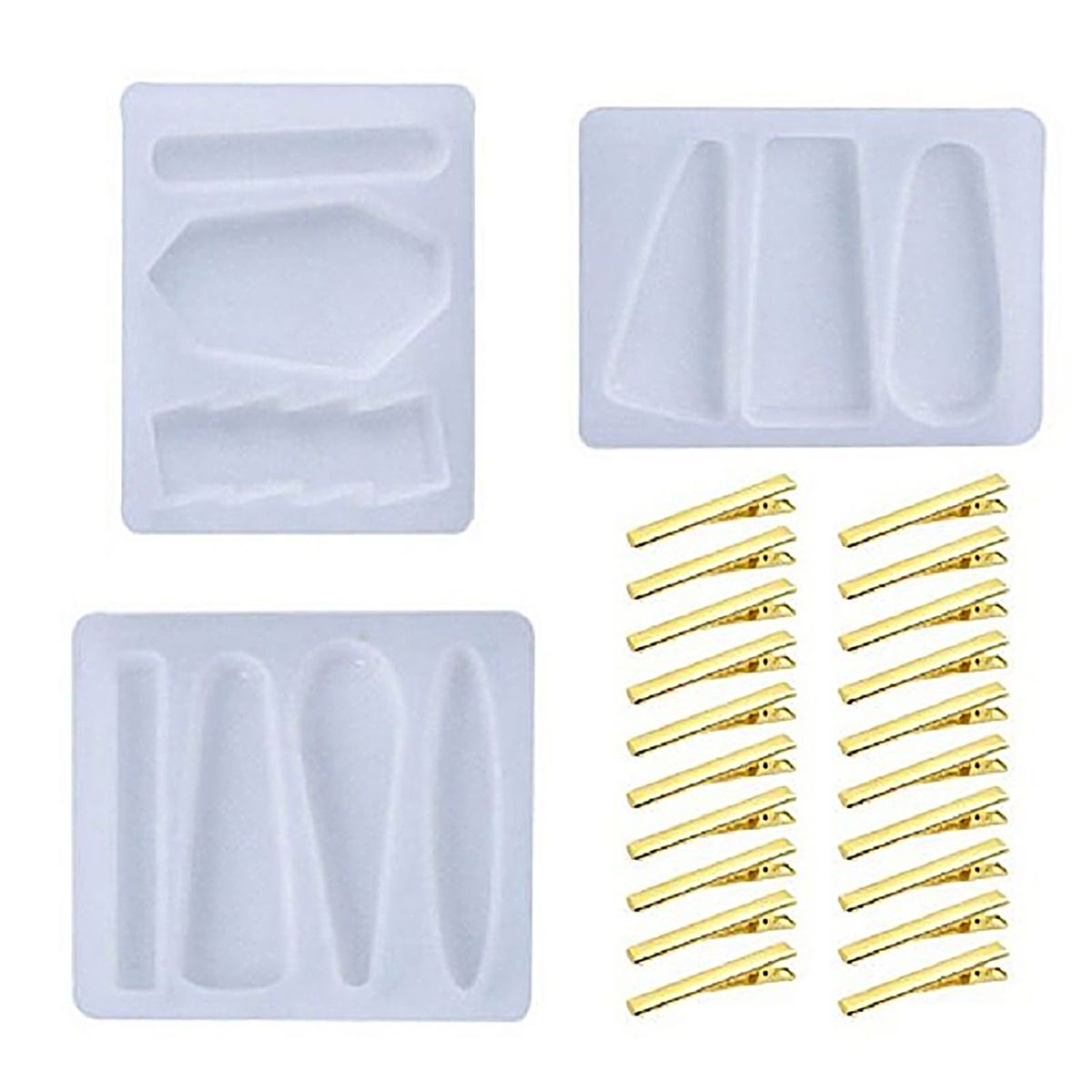3Pcs Hair Clip Epoxy Resin Molds DIY Pendant-Transparent