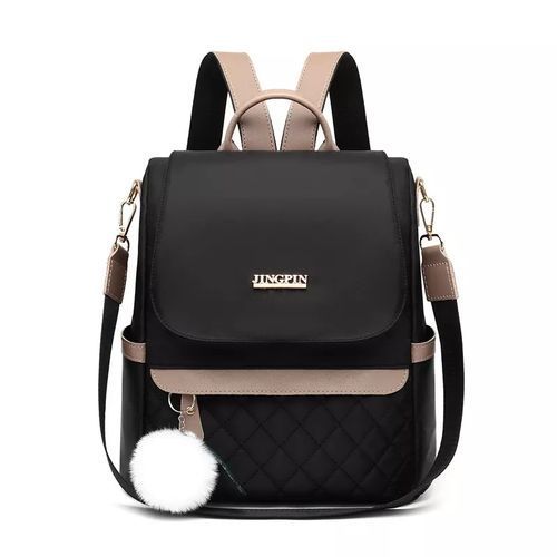 Ladies Comfortable Polyester Casual Backpack Bag - Black