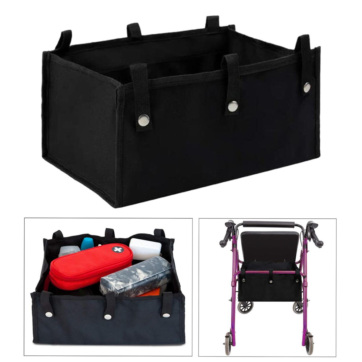 Basket Walker 4 Wheel Rollator Under Seat Rollator Bag Tote For Adults