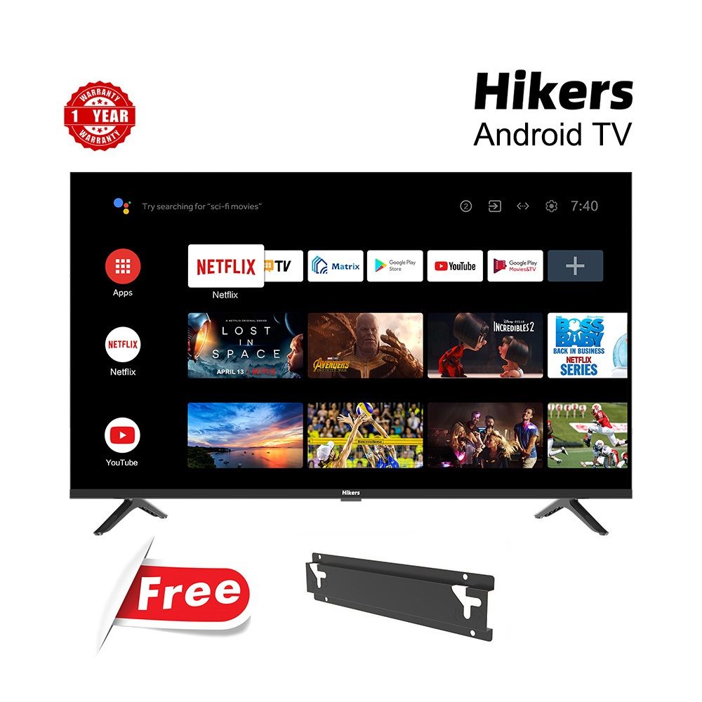 43'' Inch Frameless Android Smart FHD LED TV - Black