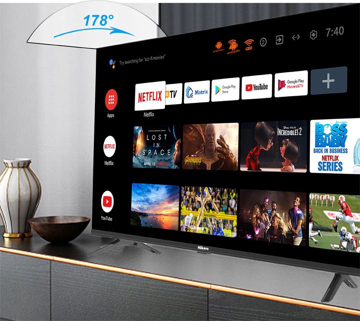 43'' Inch Frameless Android Smart FHD LED TV - Black