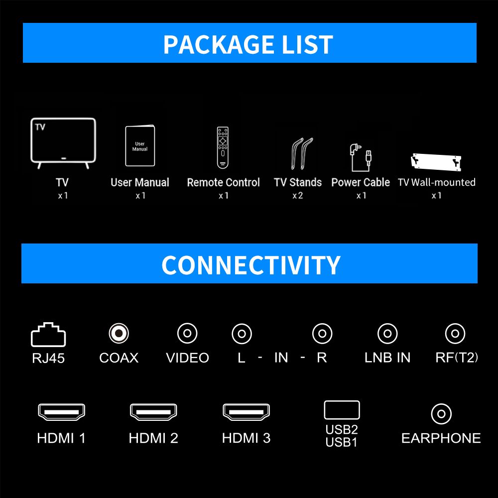 43'' Inch Frameless Android Smart FHD LED TV - Black
