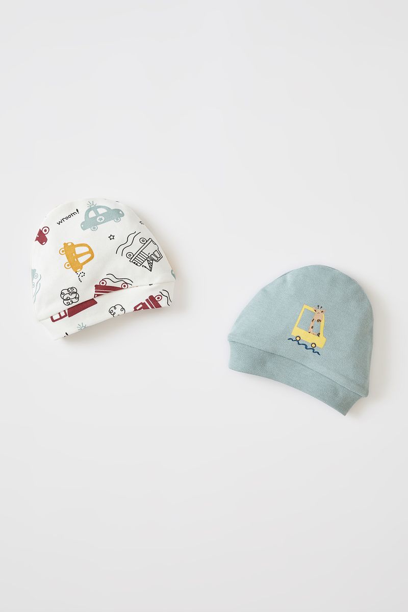 2 Pieces BabyBoy New Born Standart Fit Berets - Multi