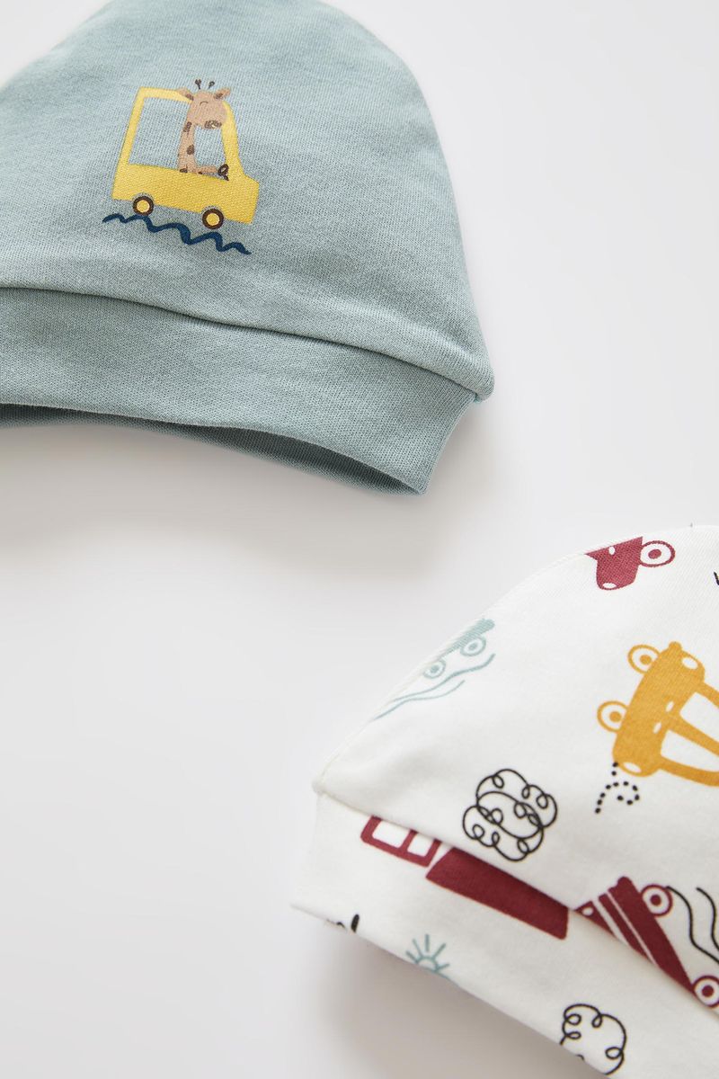 2 Pieces BabyBoy New Born Standart Fit Berets - Multi