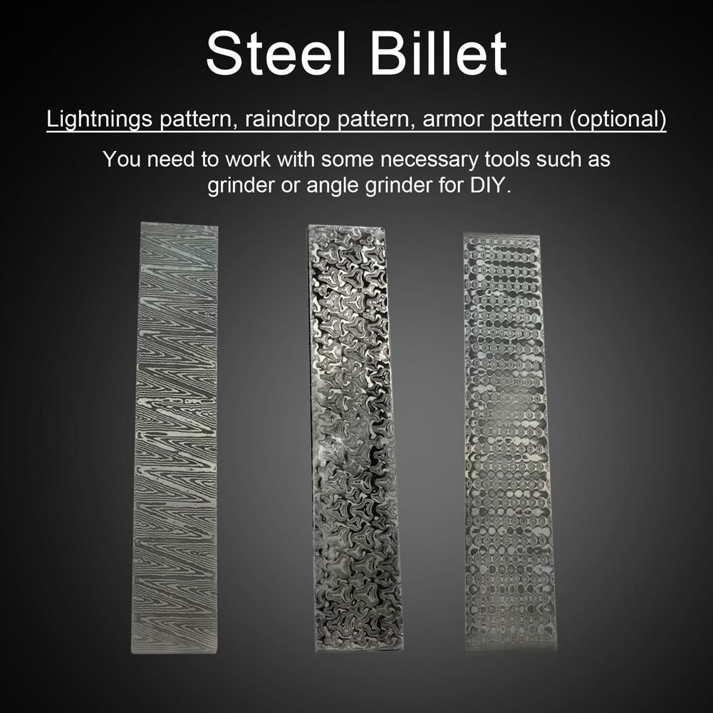 Damascus Steel Billet Patterned Steel Cutter Making Bar Embryo Forging Materials Quenched Smoothed for Home Cutter DIY Multipurpose Material