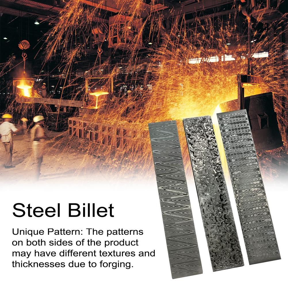 Damascus Steel Billet Patterned Steel Cutter Making Bar Embryo Forging Materials Quenched Smoothed for Home Cutter DIY Multipurpose Material
