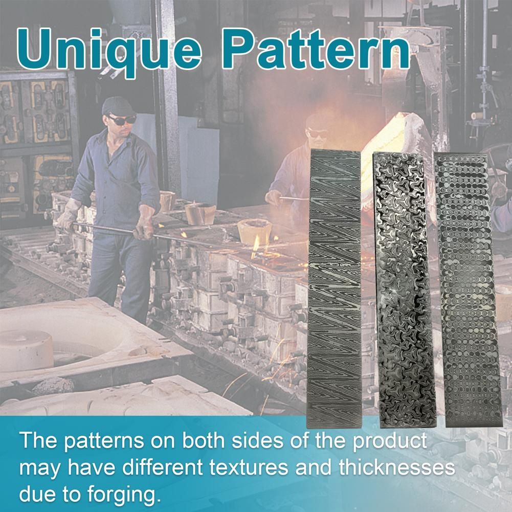 Damascus Steel Billet Patterned Steel Cutter Making Bar Embryo Forging Materials Quenched Smoothed for Home Cutter DIY Multipurpose Material