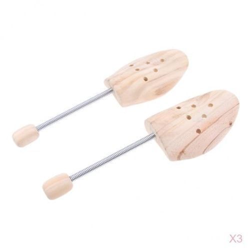 6Pcs/Set Mens Womens Cedar Wood Coil Spring Travel Shoe Trees Wooden Stretcher