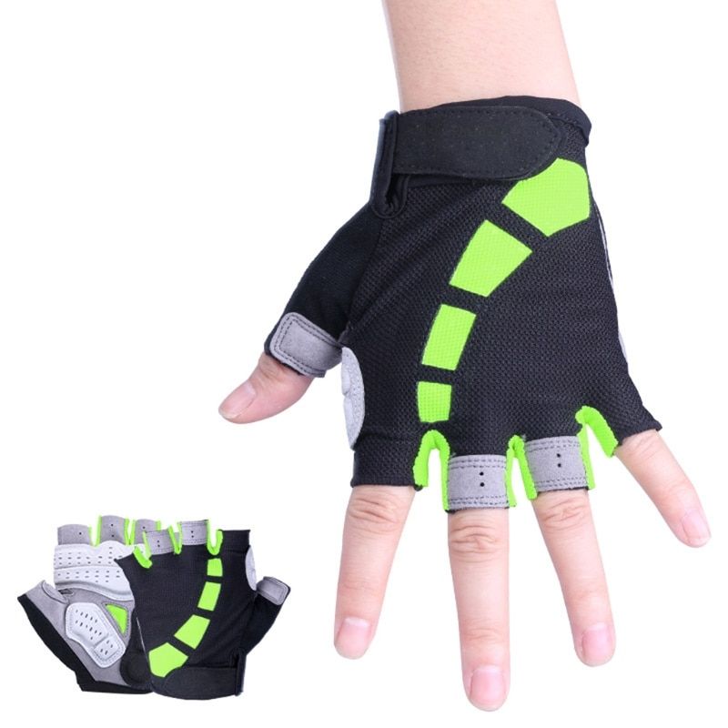 Half Finger Cycling Gloves BreathabGym Gloves Mountain Road Bike Gloves For C.cling, Fitness, Mountaineering, Outdoor Black Green S