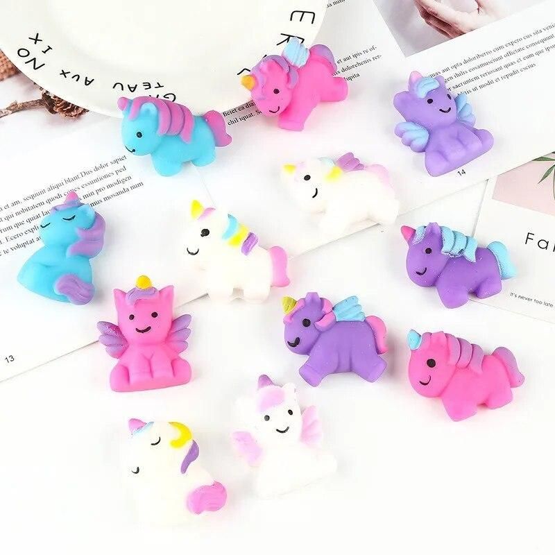 3 Pcs 2023 New Hot Unicorn Squeeze Decompression Toys Creative Colorful Soft Pony Animal Squeeze Vent Toys Children's Gifts