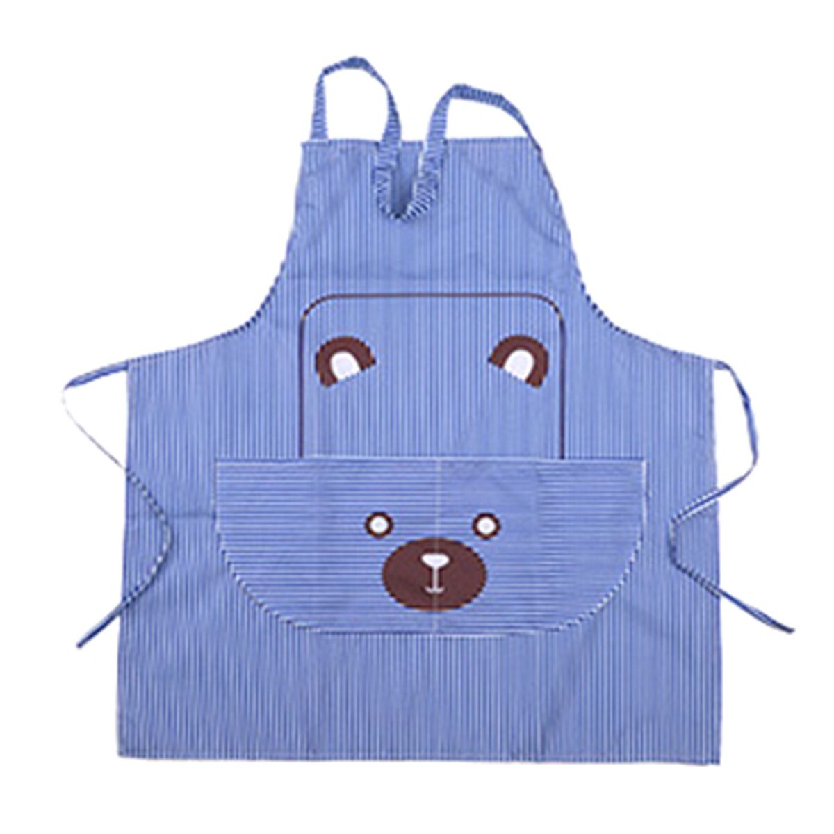 Unisex Apron With Pockets Cartoon Cute Bear Stripe Printed