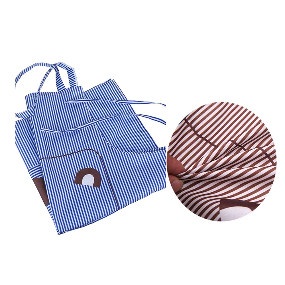 Unisex Apron With Pockets Cartoon Cute Bear Stripe Printed