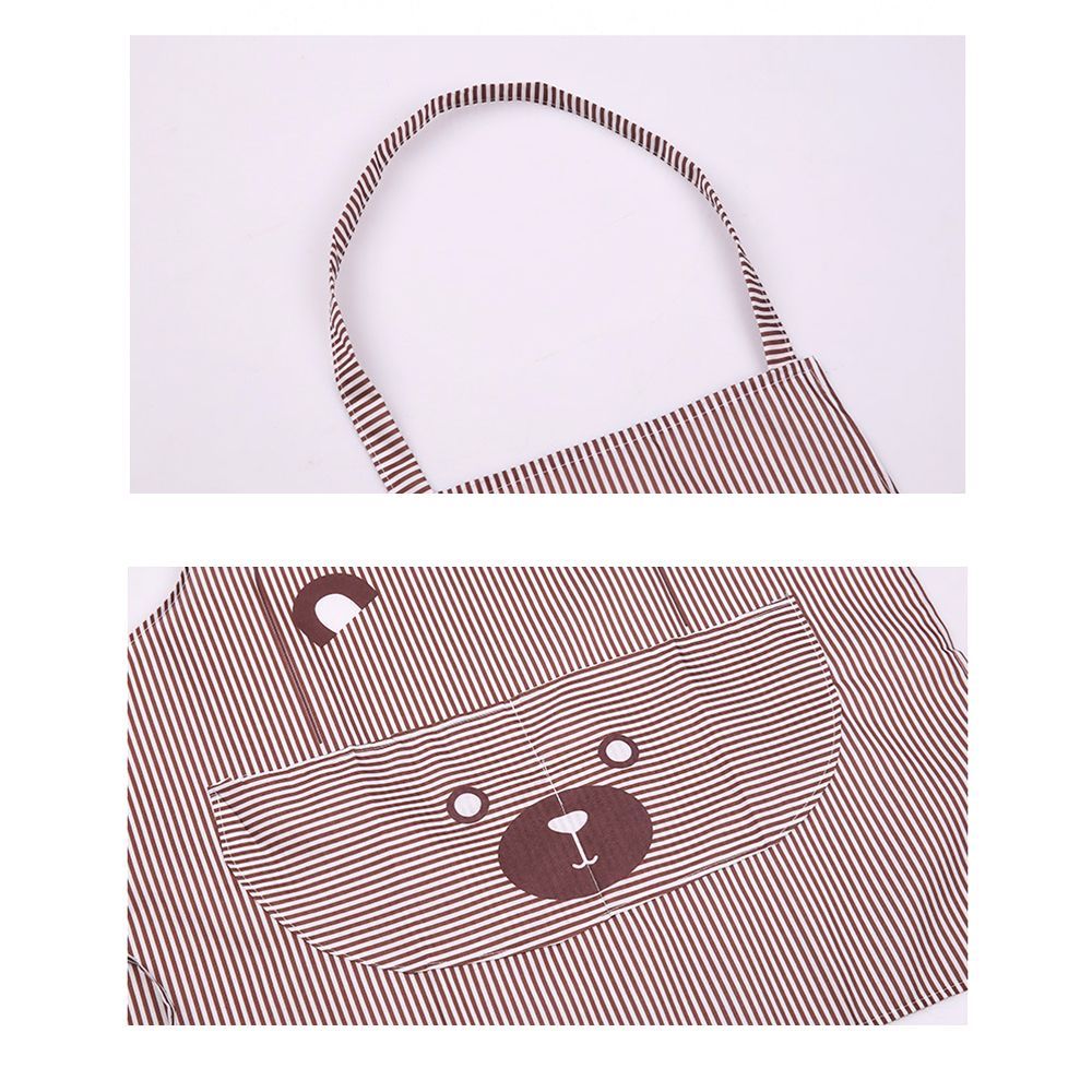 Unisex Apron With Pockets Cartoon Cute Bear Stripe Printed