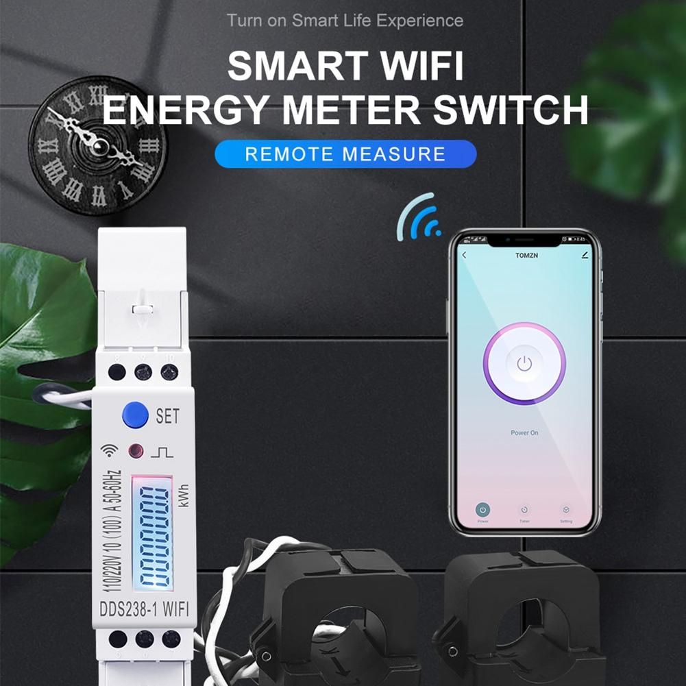 2 Phase 3 Wires 110V+110V 100A Din Rail 18mm Tuya WIFI Smart Energy Meter Power Consumption Monitor KWh Meter Wattmeter