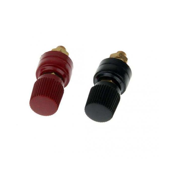 2Pair M6 Thread Dark Red Black Plastic Metal Binding Post Terminal
